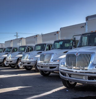 line of box trucks